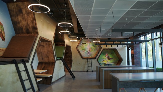 These fixtures are in the craft room and next to the bike storage area. 