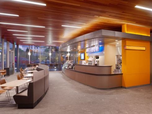 The order and cash register area of the café.