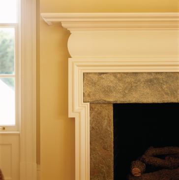 Muse Architects used the same stone that covers the home's exterior for this interior fireplace detail.