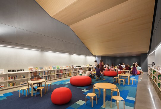 The children's area is illuminated by dimmable LED lighting and accent lighting along the side walls.