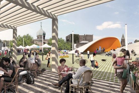 A rendering detail from the Cypress Hills initiative, which investigates how health outcomes can shape large-scale neighborhood design.