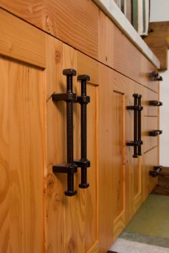 While much of the wood for this coastal Oregon home was reclaimed from a demolished 1938 warehouse, its builder’s upcycling efforts didn’t stop there. The old structure’s bolts and washers were also salvaged and transformed into towel racks, coat hooks, drawer pulls, and cabinet handles. Project: Hancock Residence, Neskowin, Ore.; Builders: Tom Springer Construction, Otter Rock, Ore.; Paul Jordan Custom Carpentry, Salem, Ore.; Architect: Nathan Good, Salem