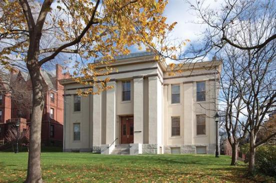 Rhode Island Hall, a Greek Revival building on Brown's campus.