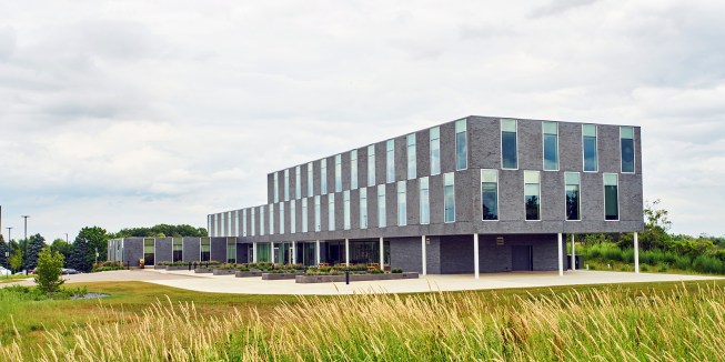 Exterior looking toward entry. 