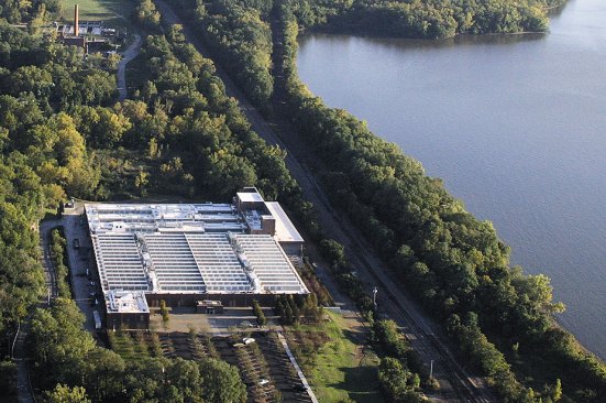 Aerial View of Dia:Beacon with Hudson River valley