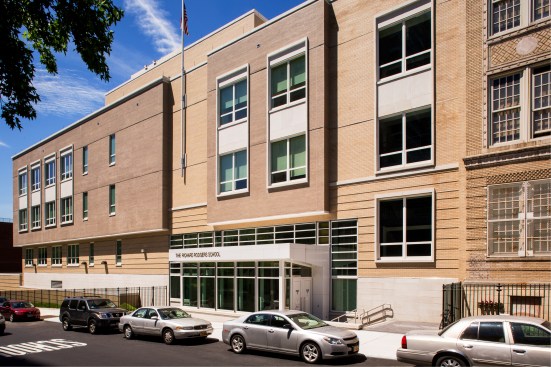 Exterior view of new addition and main entrance. 
