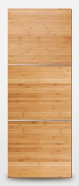 This line of flush-style doors is engineered with an agri-fiber core, laminated veneer lumber frame, a high density fiber skin, ¾-inch bamboo edges, and bamboo veneer. Doors are available up to 8 feet tall and with a variety of wood and metal inlays. www.greenleafdoors.com.