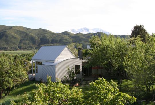 Xero gardening doesn't have to mean cactus. The land on which this Colorado home sits has been reclaimed with native grasses and fruit trees.