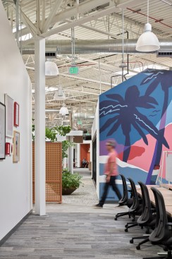 A custom mural by local artist celebrates Southern California
