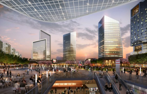 A+commercial+plaza+and+metro+station+provide+the+civic+heart+for+the+new+city