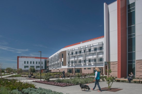 The extensive gardens wrap the building with multiple opportunities for outside patient and staff respite in garden "rooms."