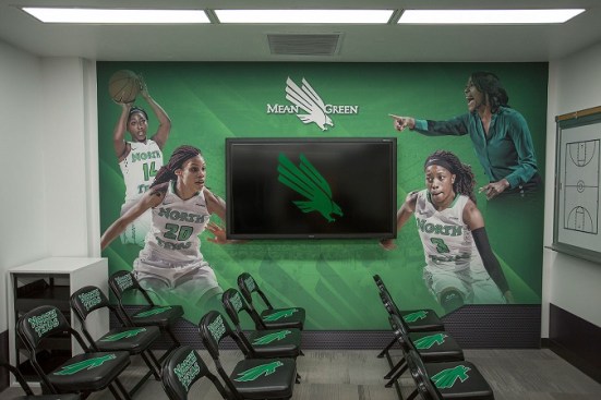 UNT Women’s Basketball team meeting area