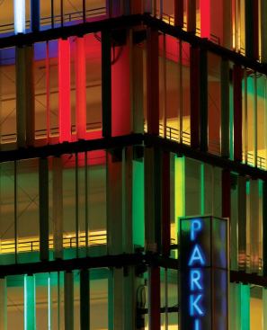... and at night the color is further accentuated by neon sources.