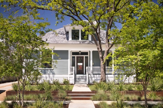 View of restored historic bungalow from street