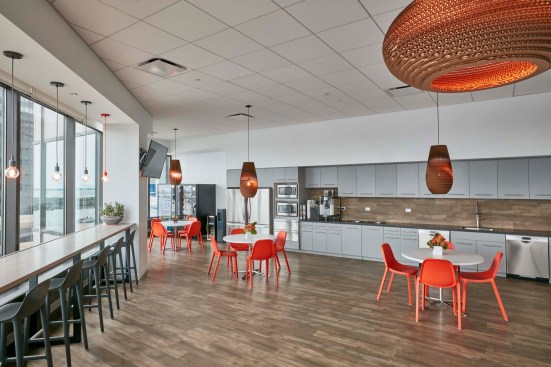 Prime real estate along window walls was allocated to common areas, including three pantries.