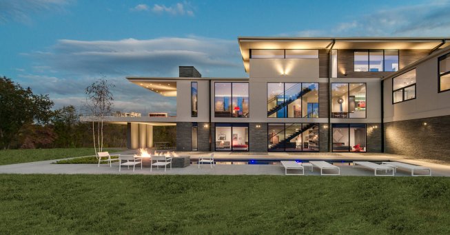 Walker Road modern home with outdoor backyard pool terrace