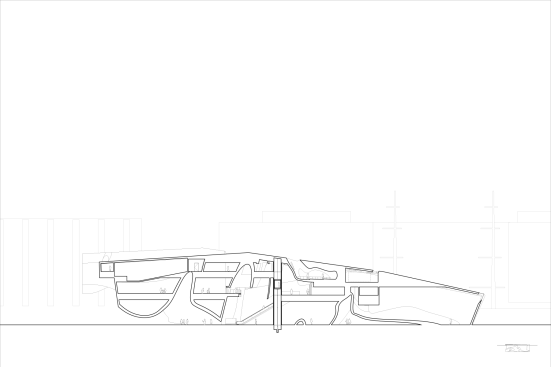 Section Through Circulation at Exterior Sculpture Garden, Roof Terrace and Urban Lobby