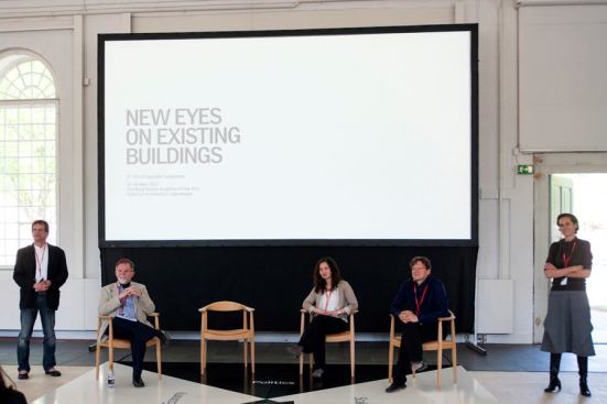 From left to right, co-moderator Werner Osterhaus, presenters David Strong, Florence Lam, and Christoph Reinhart, and co-moderator Marilyne Andersen