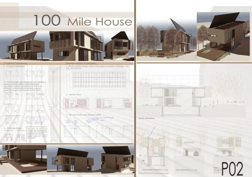 Student Prize - 100 Mile House - systems diagrams, renderings, sections, and elevations