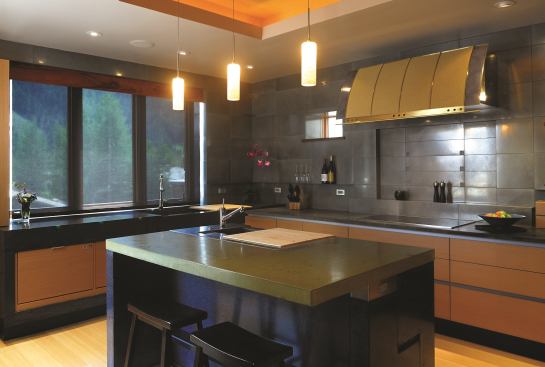 Custom hood. Project: Sanders Lee Residence, Ketchum, Idaho; Designer/Fabricator: Cheng Design, Berkeley, Calif.