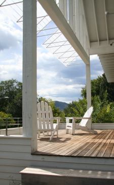 Translucent sheets of sanded Lexan provide shade for the south-facing porch.