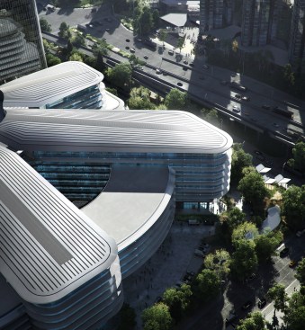 Large-depth cornice façade rendering      