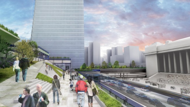 Penn Station roof garden.