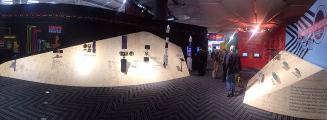 The focus of the India Pavilion, an artistic assemblage of info graphics and interactive installations that display information about the core sectors of the Indian economy