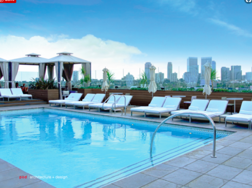 New pool and cabana level overlooking Beverly Hills
