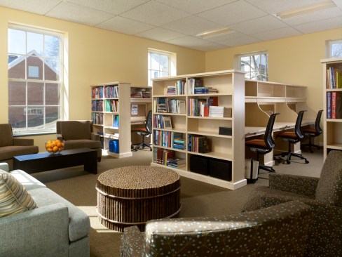 Lounge area features center table from the La Luna Collection.