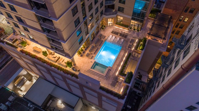 Evening Aerial Pool View