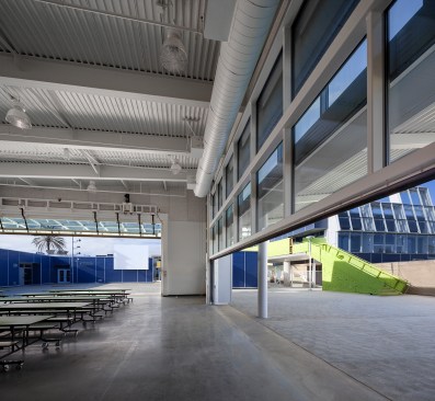 The lunch room doubles as an all school gathering place.