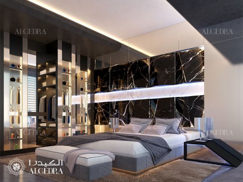 Bedroom interior in penthouse