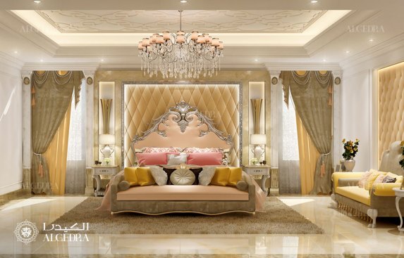 Master bedroom in luxury classic style villa