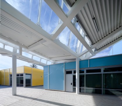 Plazas and courtyards are sheltered from the sun.