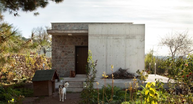 north facade with pure rectangular geometry.