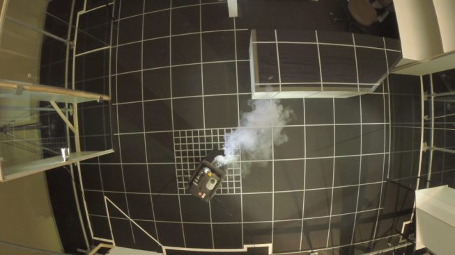 The smoke machine in the café reconstruction
