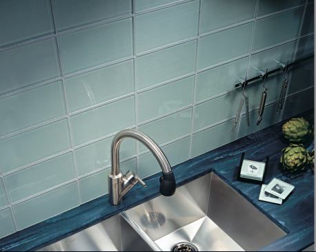 Glass tiles are an all-time favorite—whether high-end (such as this UltraGlass) or moderately priced.