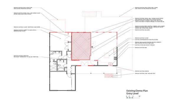 The upper level floor plan, before renovation.