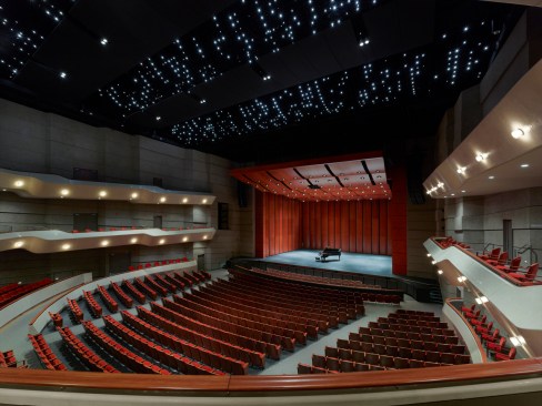 A theater seating 1800 features programmable ceiling lights
