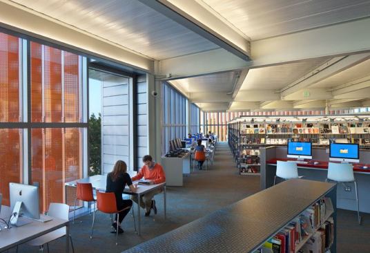 A view of the reading and stack area.
