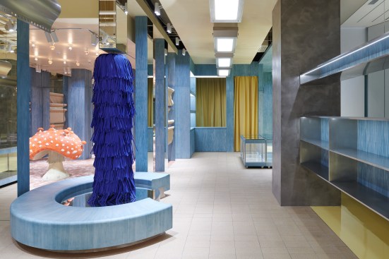 Blue tassels installation
