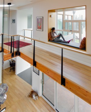 Upstairs are two guest rooms in addition to the master bedroom suite. A computerized command center allows the owners to monitor and adjust the myriad systems that make this stunning contemporary home a green gem