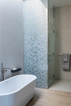 Serenity Indian Wells modern home courtyard design with trio of outdoor Richard Erdman sculptures