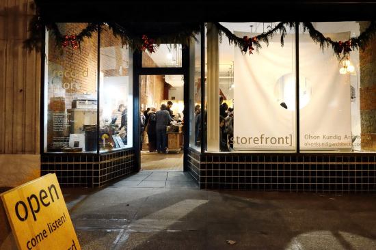 Record Store, December 2011–January 2012 Wanting to bring people together around the simple act of listening, Maskin and Murray decided to "experiment with vinyl records as a catalyst and tool that people work with in order to understand other narratives and perspectives," Maskin says. They collected over 3,000 vinyl LPs and created six listening stations in the storefront. "During the day, the public was invited in to simply listen and engage in the ritual that goes along with vinyl records," Maskin says.