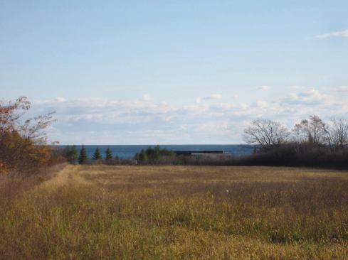 Located two hours east of Toronto on a bluff overlooking Lake Ontario, the compact house is barely visible from the road.