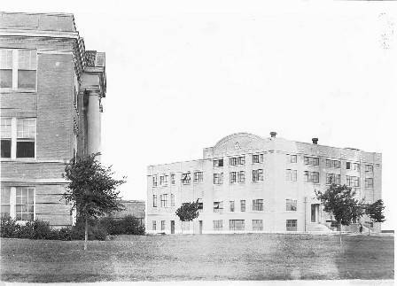 Gymnaium with portion of Brite Divinity College of the Bible c. 1920s