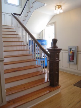 Restored Historical Stairs with the Original Refinished Handrail