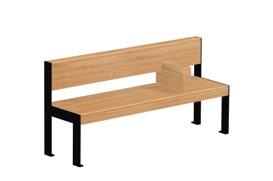 Bench 103. With square timber armrest. 