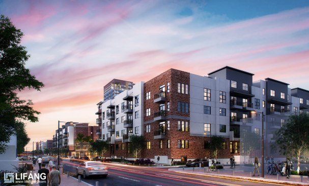 Sunset exterior multi-family rendering